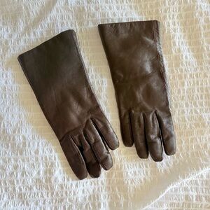 Vintage Brown Leather Gloves with Rabbit Fur Lining